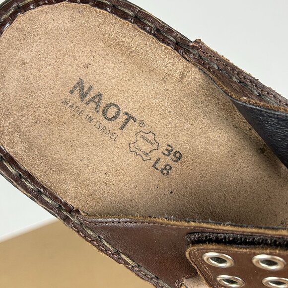 Naot Alameda Riveted Leather Two Strap Sandals Womens 8 Brown Comfort Slide - Picture 8 of 9